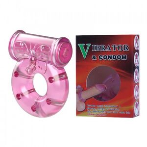 Эрекционное виброкольцо Baile с презервативом Vibrator & Condom