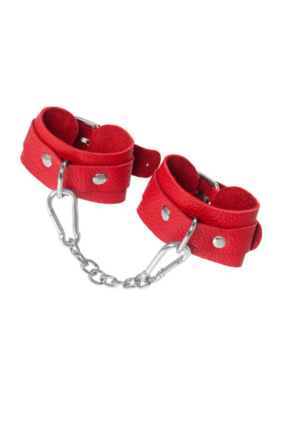 Наручники-браслеты Pecado BDSM мини, натуральная кожа, красные