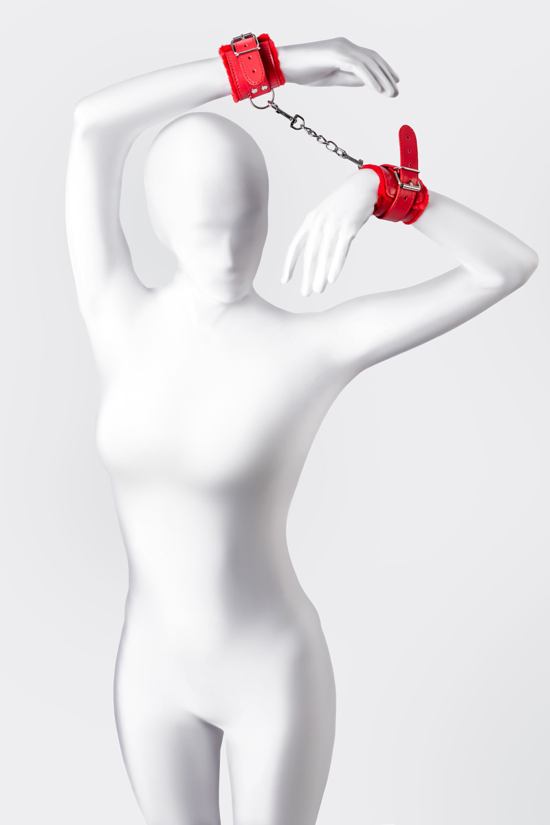 Наручники Toyfa Anonymo 0105, PU кожа, красные, 27 см