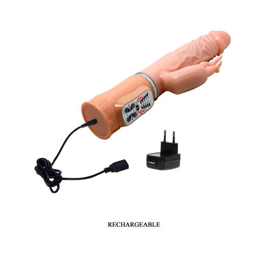 Перезаряжаемый вибратор Baile Hi-tech Fire Dragon с клиторальным стимулятором и функцией подогрева 26 см