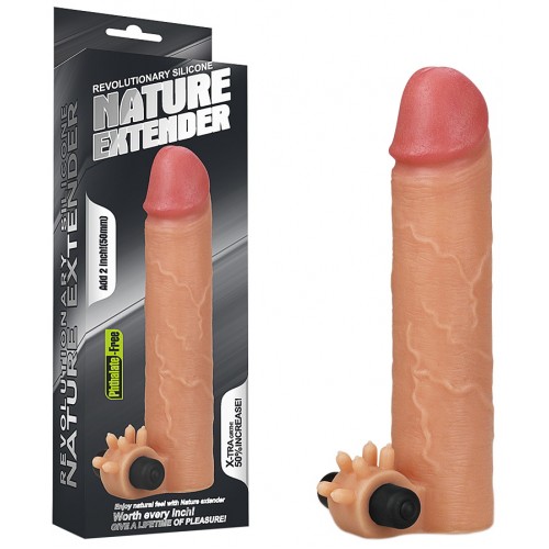 Насадка на пенис с вибрацией Lovetoy Revolutionary Silicone Nature Extender + 5 см