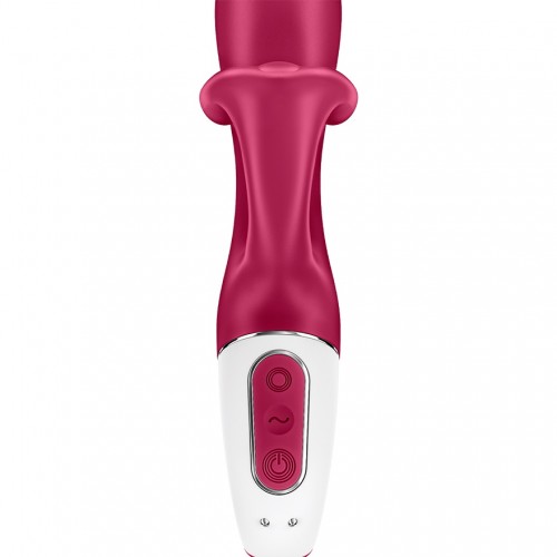Вибратор для точки G с загнутым клиторальным стимулятором Satisfyer Embrace Me малиновый