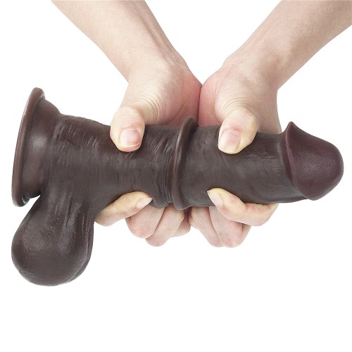 Черный фаллоимитатор на присоске Lovetoy Sliding-Skin Dual Layer Dong 20 см