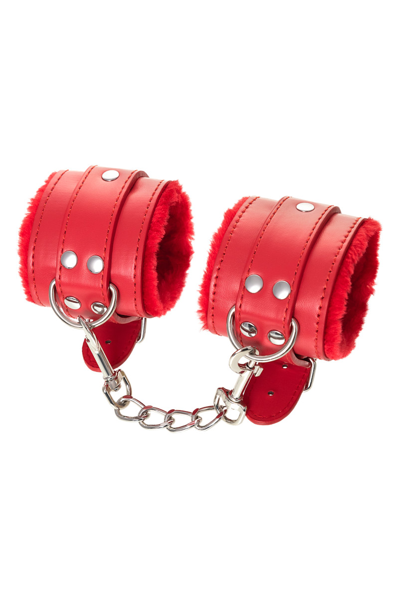 Наручники Toyfa Anonymo 0105, PU кожа, красные, 27 см