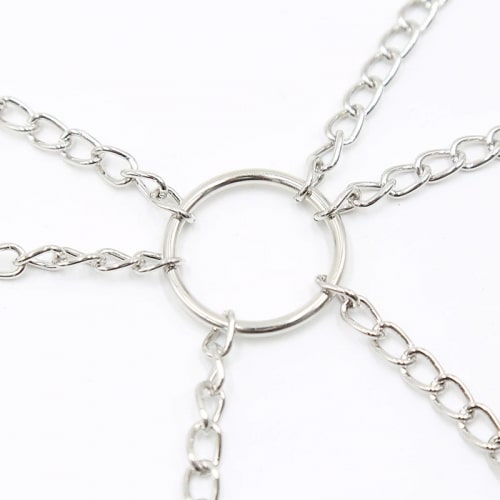 Серебряные зажимы Kissexpo на соски и половые губы с цепью на шею