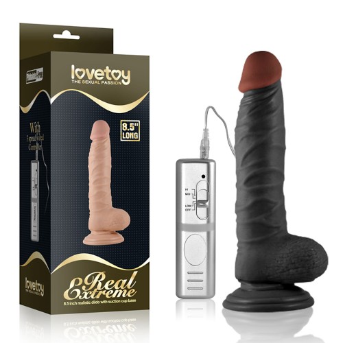 Фаллоимитатор Lovetoy с вибрацией на присоске кофейный Real Extreme Large 8.5”