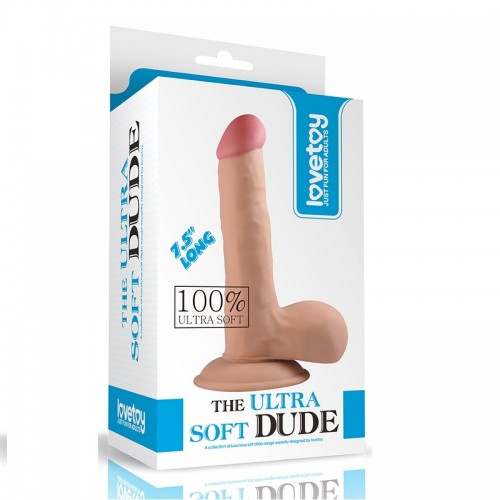 Реалистичный фаллоимитатор Lovetoy на присоске The Ultra Soft Dude 18 см