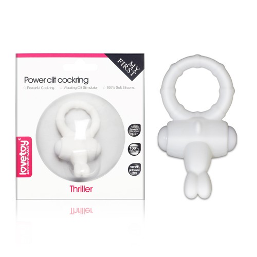 Белое виброкольцо Lovetoy POWER THRILL CLIT COCKRING