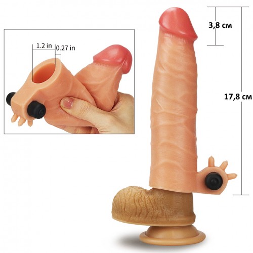Насадка на пенис с вибрацией Lovetoy Revolutionary Silicone Nature Extender + 4 см