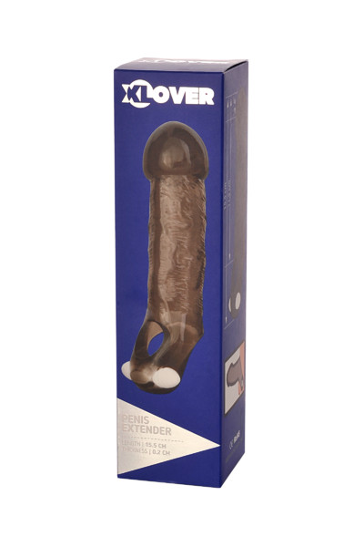 Насадка ToyFa XLover, для увеличения размера с вибрацией, черная прозрачная, 15,5 см