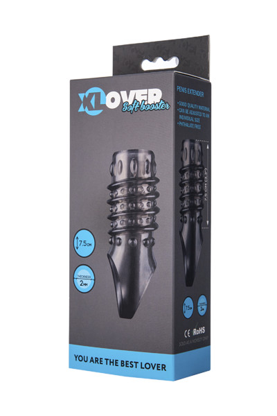 Насадка ToyFa XLover, для увеличения размера, черная прозрачная, 10,5 см