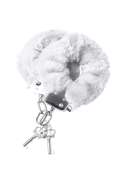 Наручники TOYFA Theatre, меховые, белые, 28 см