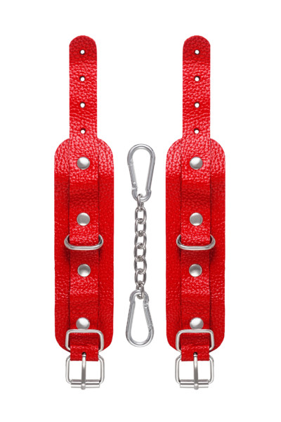Наручники-браслеты Pecado BDSM мини, натуральная кожа, красные