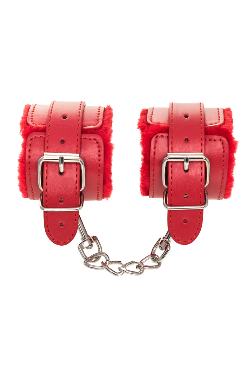 Наручники Toyfa Anonymo 0105, PU кожа, красные, 27 см