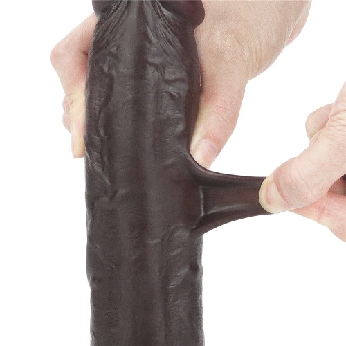 Черный фаллоимитатор на присоске Lovetoy Sliding-Skin Dual Layer Dong 24 см