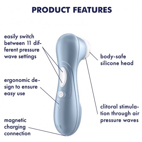 Вакуумно-волновой стимулятор клитора Satisfyer Pro 2 голубой