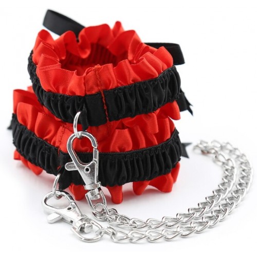 Атласные браслеты-фиксаторы Kissexpo красно-черного цвета