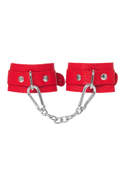 Наручники-браслеты Pecado BDSM мини, натуральная кожа, красные