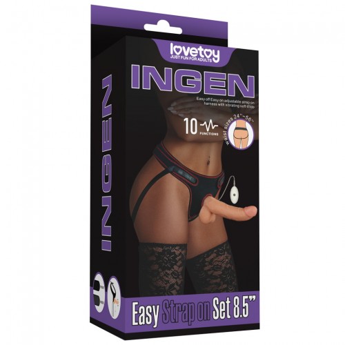 Страпон телесный с вибрацией Lovetoy Vibrating Easy Strapon Set 22 см