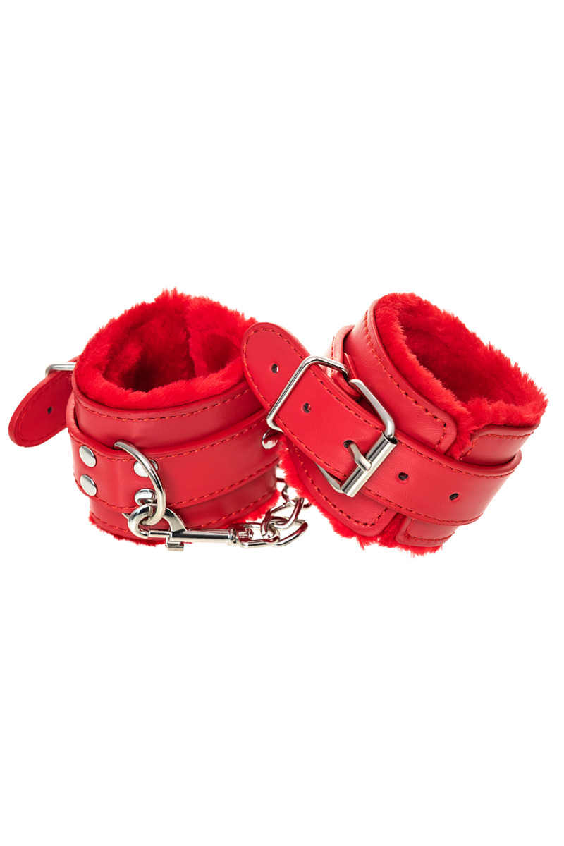 Наручники Toyfa Anonymo 0105, PU кожа, красные, 27 см