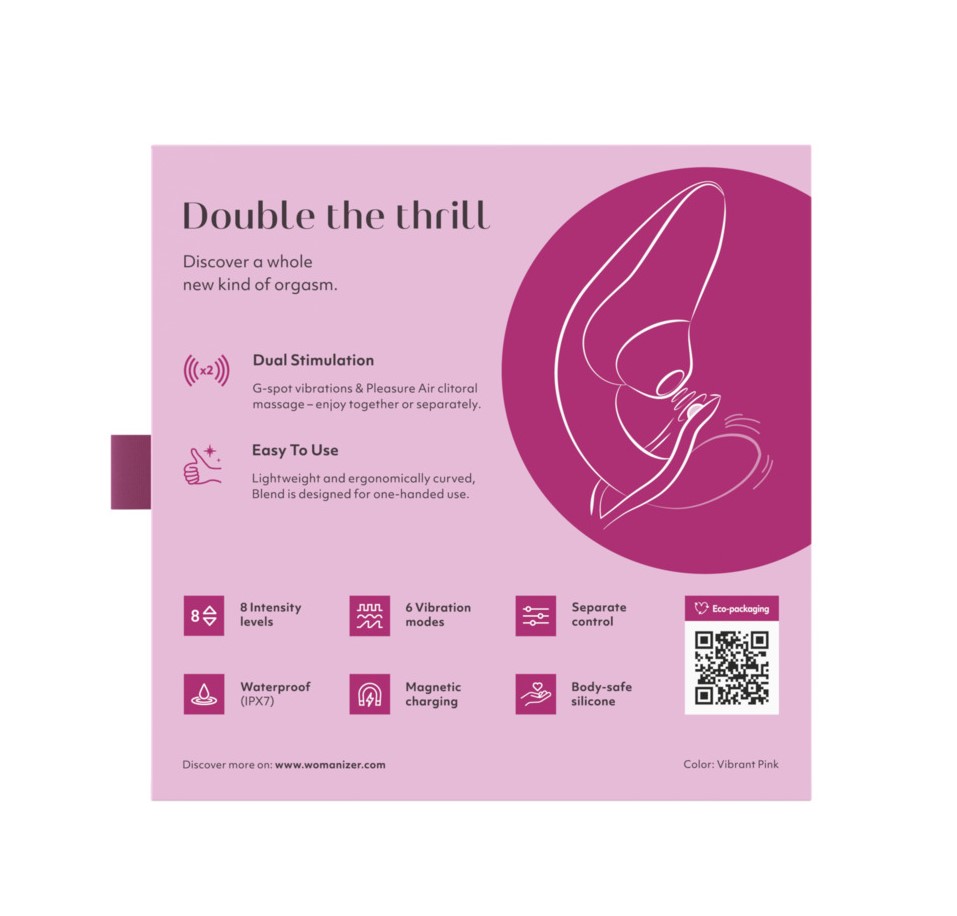 Бесконтактный клиторальный стимулятор Womanizer Blend, малиновый