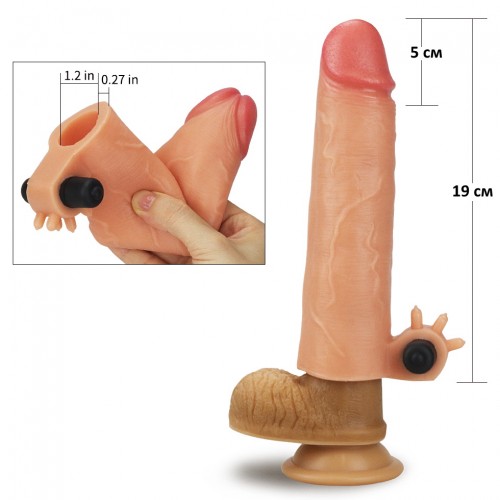Насадка на пенис с вибрацией Lovetoy Revolutionary Silicone Nature Extender + 5 см