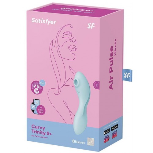 Вакуумный смарт-стимулятор для клитора и точки G Satisfyer Curvy Trinity 5+ голубой