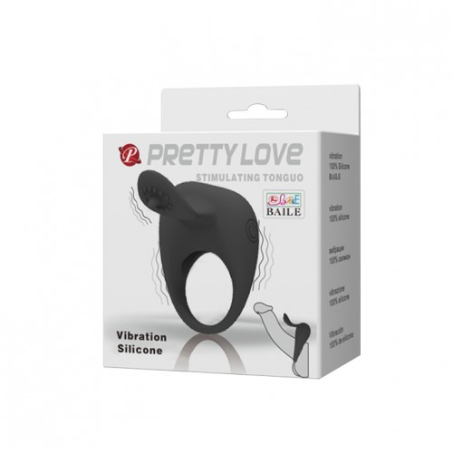 Вибро-кольцо с клиторальным стимулятором Baile Pretty Love Stimulating Tonguo