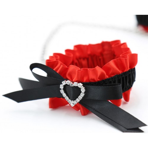 Атласные браслеты-фиксаторы Kissexpo красно-черного цвета