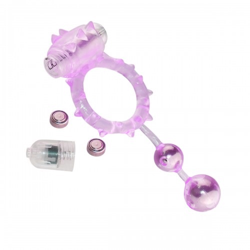 Эрекционное кольцо Nlonely с вибрацией Ball Banger Cock Ring 2 balls + Vibe фиолетовое