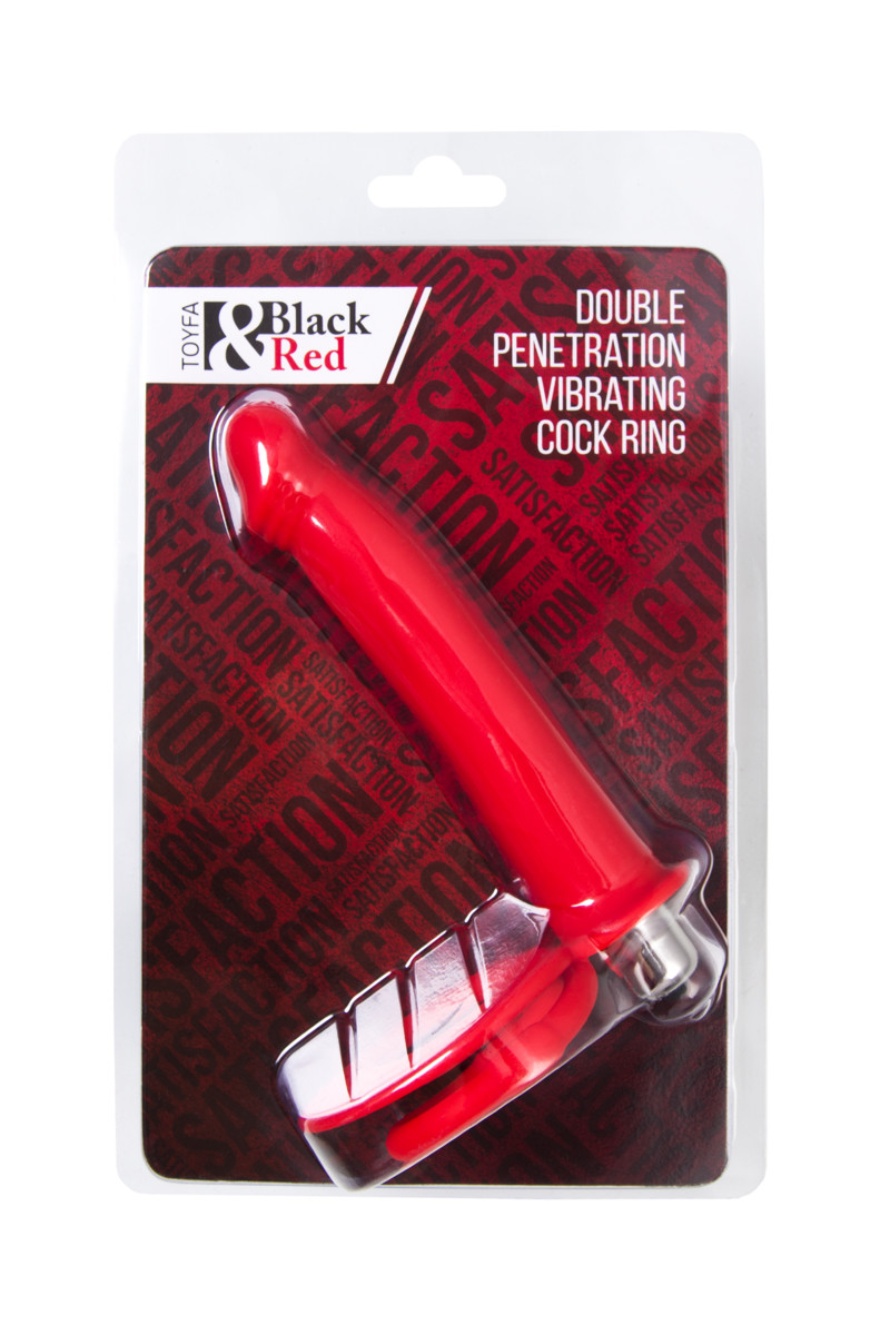 Насадка на пенис для двойного проникновения Black&Red by TOYFA, красная, 19 см