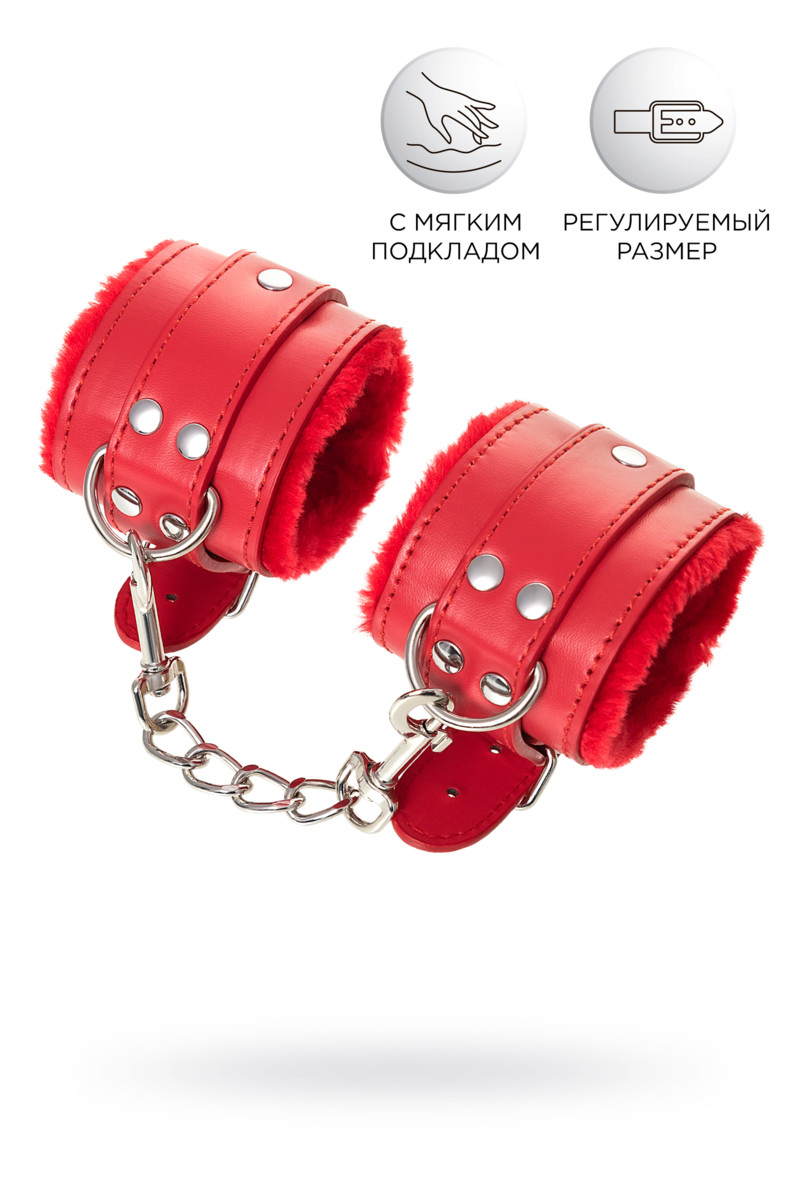 Наручники Toyfa Anonymo 0105, PU кожа, красные, 27 см