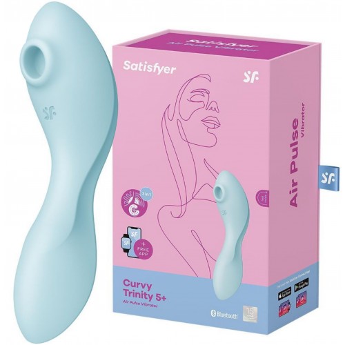 Вакуумный смарт-стимулятор для клитора и точки G Satisfyer Curvy Trinity 5+ голубой