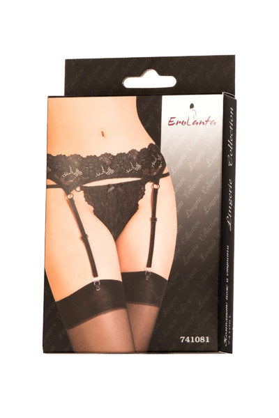 Комплект Erolanta Lingerie Collection: пояс для чулок и стринги, черные (50-52)