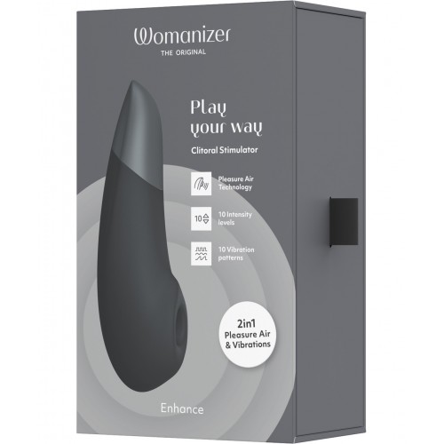 Бесконтактный клиторальный стимулятор Womanizer Enhance с вибрацией, черный