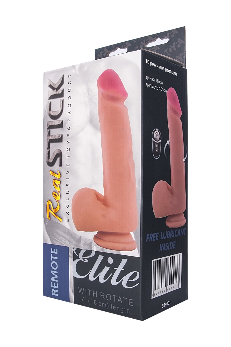 Ротатор TOYFA RealStick Elite REMOTE Shane, телесный, 10 режимов ротации, 22 см