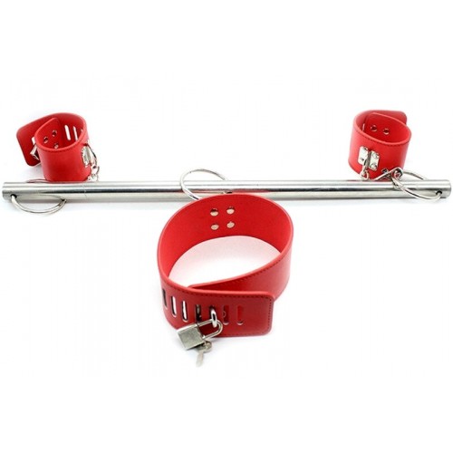 Жесткий металлический фиксатор для рук и шеи Kissexpo красный