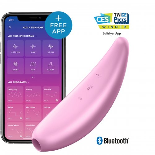 Вакуумный стимулятор Satisfyer Curvy 3+ с дистанционном управлением розовый