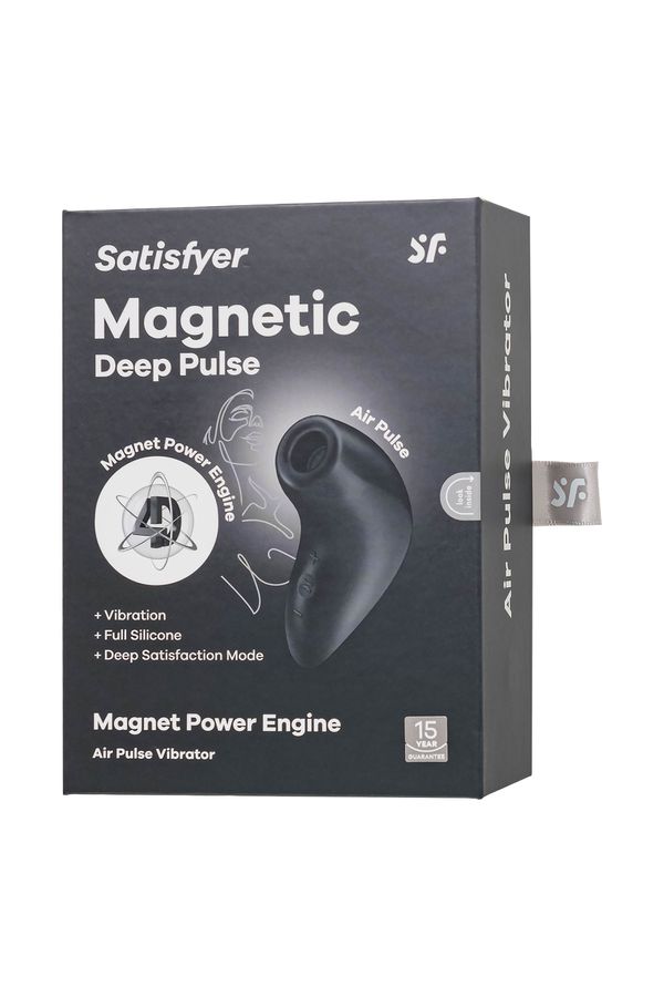 Вакуумно-волновой стимулятор клитора Satisfyer Magnetic Deep Pulse, черный, 11 см