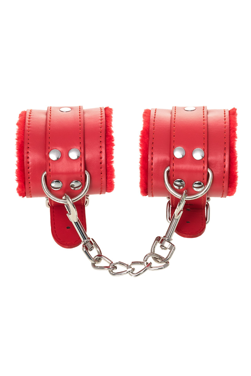 Наручники Toyfa Anonymo 0105, PU кожа, красные, 27 см