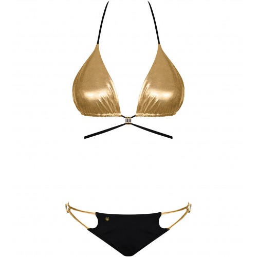Бикини черно-золотого цвета с мерцающим блеском Obsessive Goldivia L