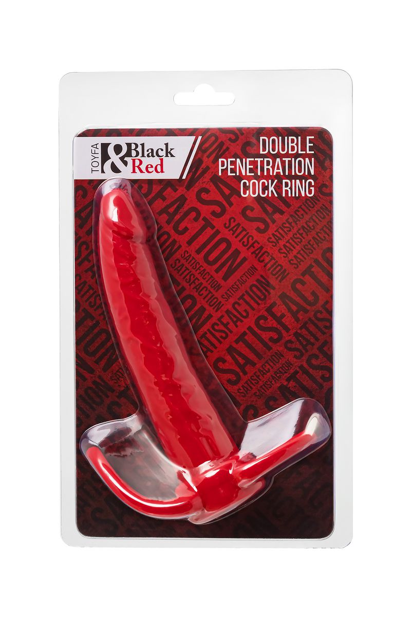 Насадка на пенис для двойного проникновения Black&Red by TOYFA, красный, 16,5 см