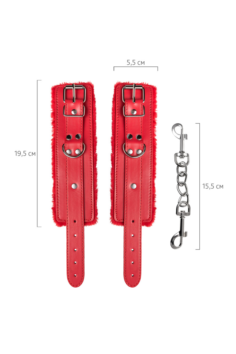 Наручники Toyfa Anonymo 0105, PU кожа, красные, 27 см