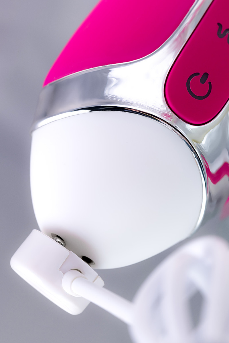 Вибратор с клиторальным стимулятором JOS BALLE, с движущимися шариками, розовый, 23 см