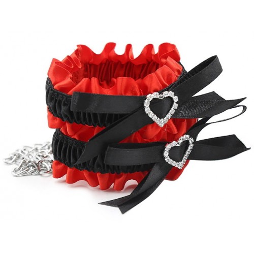 Атласные браслеты-фиксаторы Kissexpo красно-черного цвета