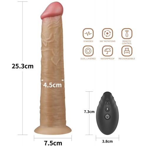 Реалистичный вибратор с ротацией Lovetoy Dual Layered Silicone Rotator 25 см