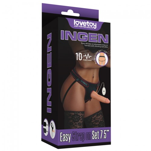 Страпон телесный с вибрацией Lovetoy Vibrating Easy Strapon Set 19 см
