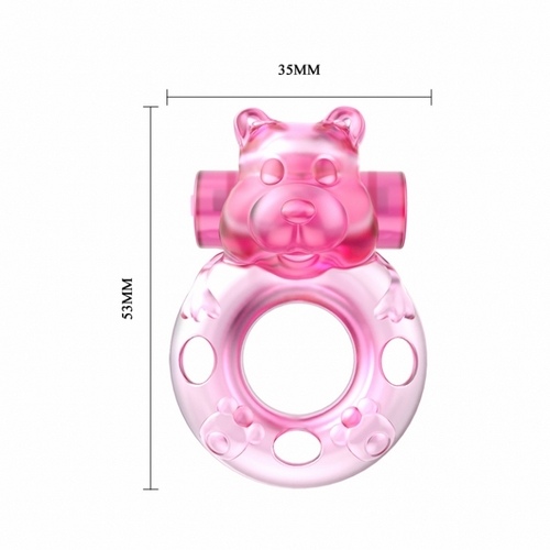 Эрекционное виброкольцо с презервативом Baile Pink Bear