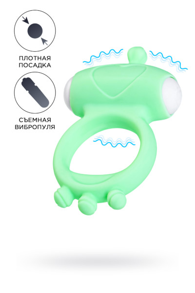 Виброкольцо на пенис TOYFA Fowd, зеленое, 6,7 см