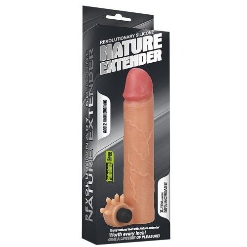 Насадка на пенис с вибрацией Lovetoy Revolutionary Silicone Nature Extender + 5 см